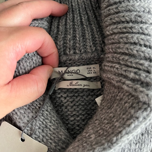 NWT - Mango Men’s Wool Blended Shawl Collar Sweater - US Size L - Italian Yarn - Picture 6 of 9